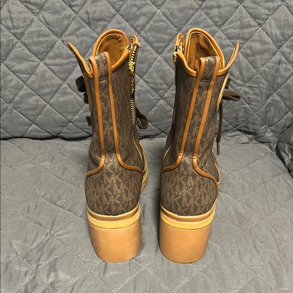 Michael Kors Dark Brown and Tan Lace-Up Boots - Picture 3 of 4